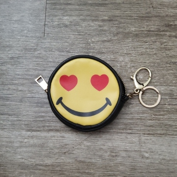 Smiley Face Emoji Coin Purse Keychain - Yellow - Picture 2 of 4